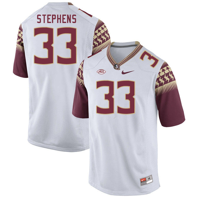 Men #33 Demetric Stephens Florida State Seminoles College Football Jerseys Stitched Sale-White